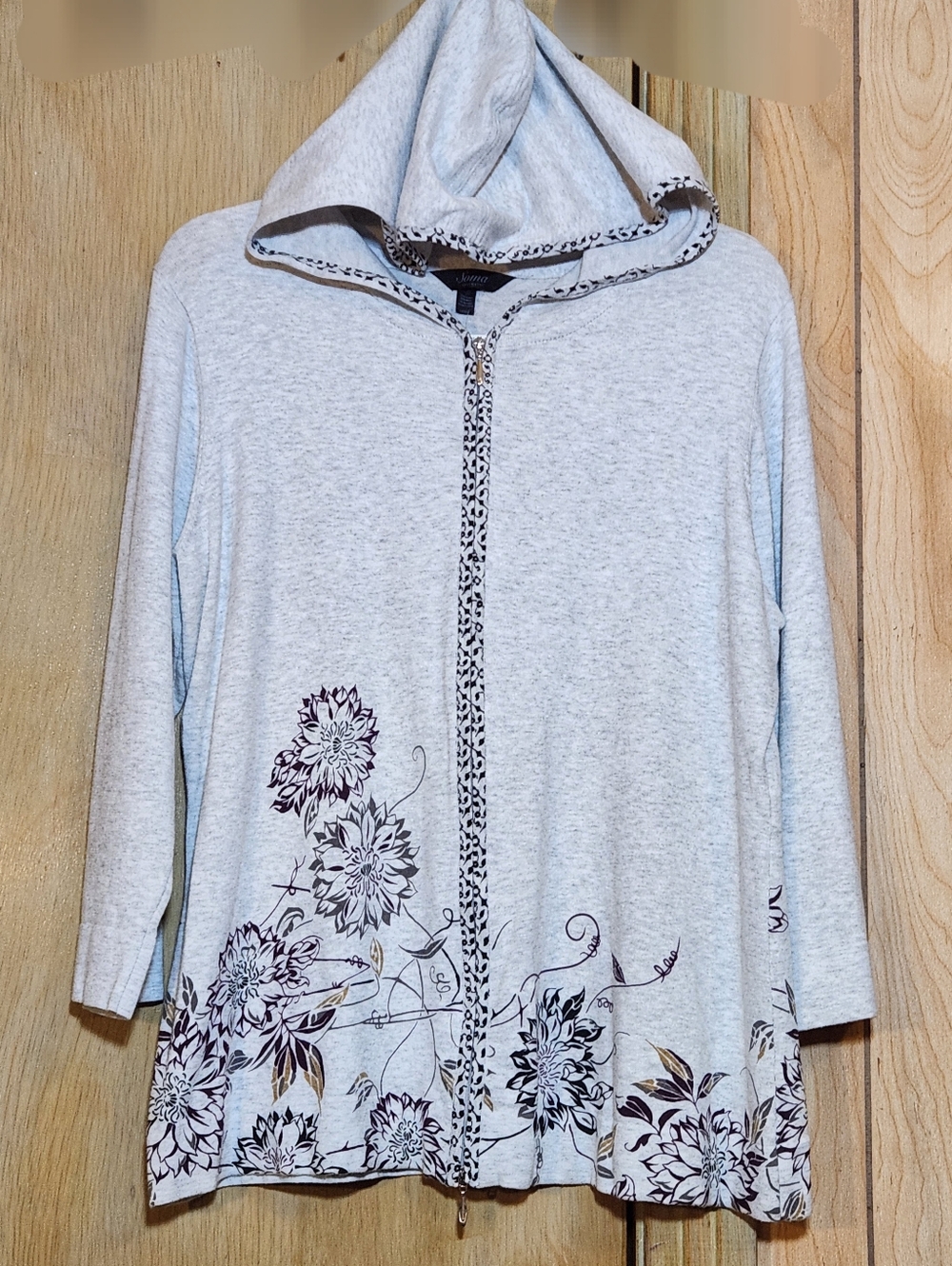 Soma Dalton Danbury Sweater Womens Sz Lrg Heather Pearl Floral Fleece